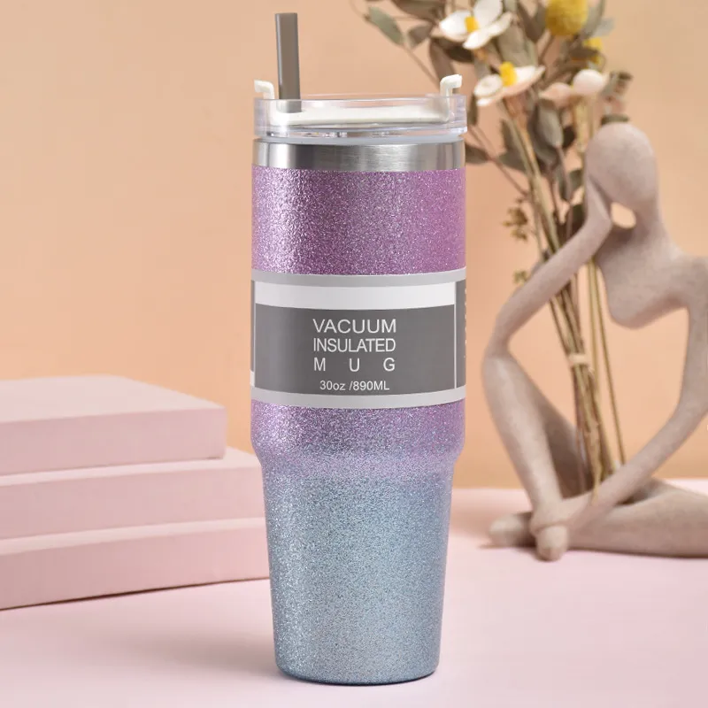 New 30oz Tumbler Water Bottles Double Wall Stainless Steel Vacuum Insulated Large Travel Mug Coffee Cups With Splash-Proof Lids Straws