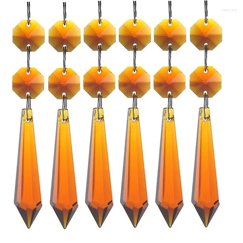 Decorative Figurines 10PCS/lot Amber 55mm Crystal Icicle U-Drop Prisms Chandelier Parts Pendant Glass Beads Suncatcher Party Wedding Decor