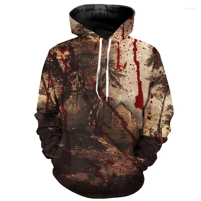 Herrtröjor Cloudstyle Autumn Mens Hoodie 3D Tryckt Halloween Style Full Hooded Sweatshirt Långärmad Pullover Streetwear Polyester