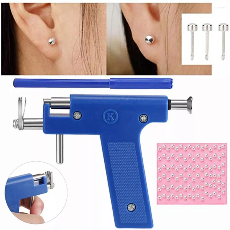 Saplama Küpe Profesyonel Kulak Piercing Tabanca Aracı Seti 98pcs Saplamalar Çelik Burun Göbek Gövde Ünitesi Kit Güvenlik Pierce