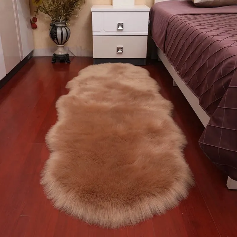 Tapis En Peluche Doux En Peau De Mouton Chambre Tapis Imitation Laine Pad Cheveux Longs Tapis De Chevet Canapé Coussin Tapis Salon Tapis De Fourrure 230204