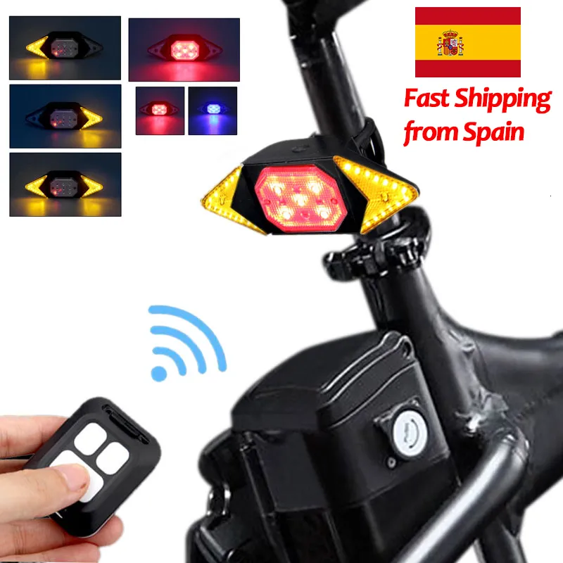 Bike Lights Smart Wireless Remote Control Cycling Turning Signal Taillight USB Bicycle Rechargeable Rear LED Warning Lamp 230204