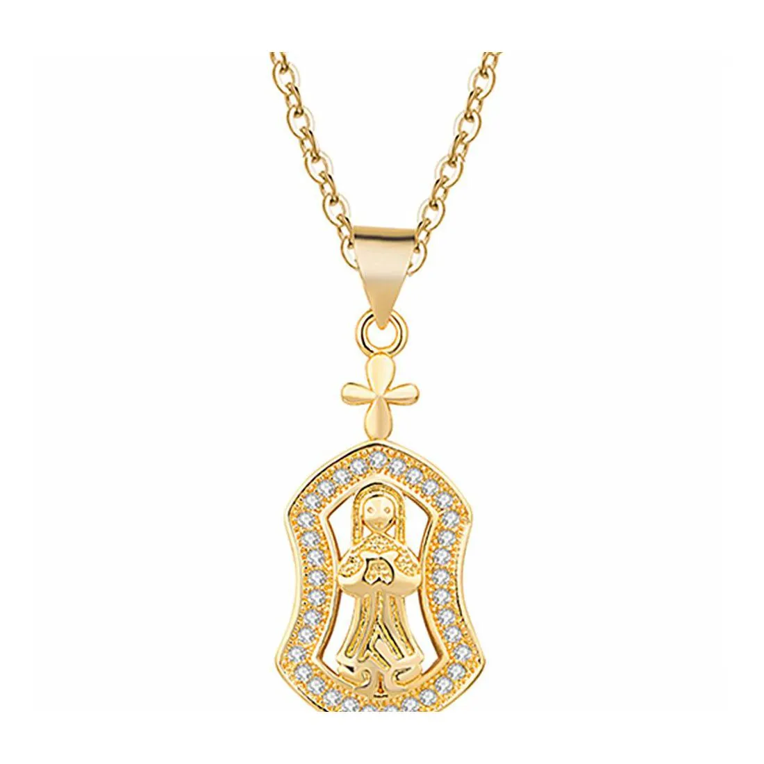 Naszyjniki wiszące moda Znakomita biżuteria okrągła litera Jezus Christian Christian Travellers Patron Saint Pendants Vipjewel Drop Dhha9i