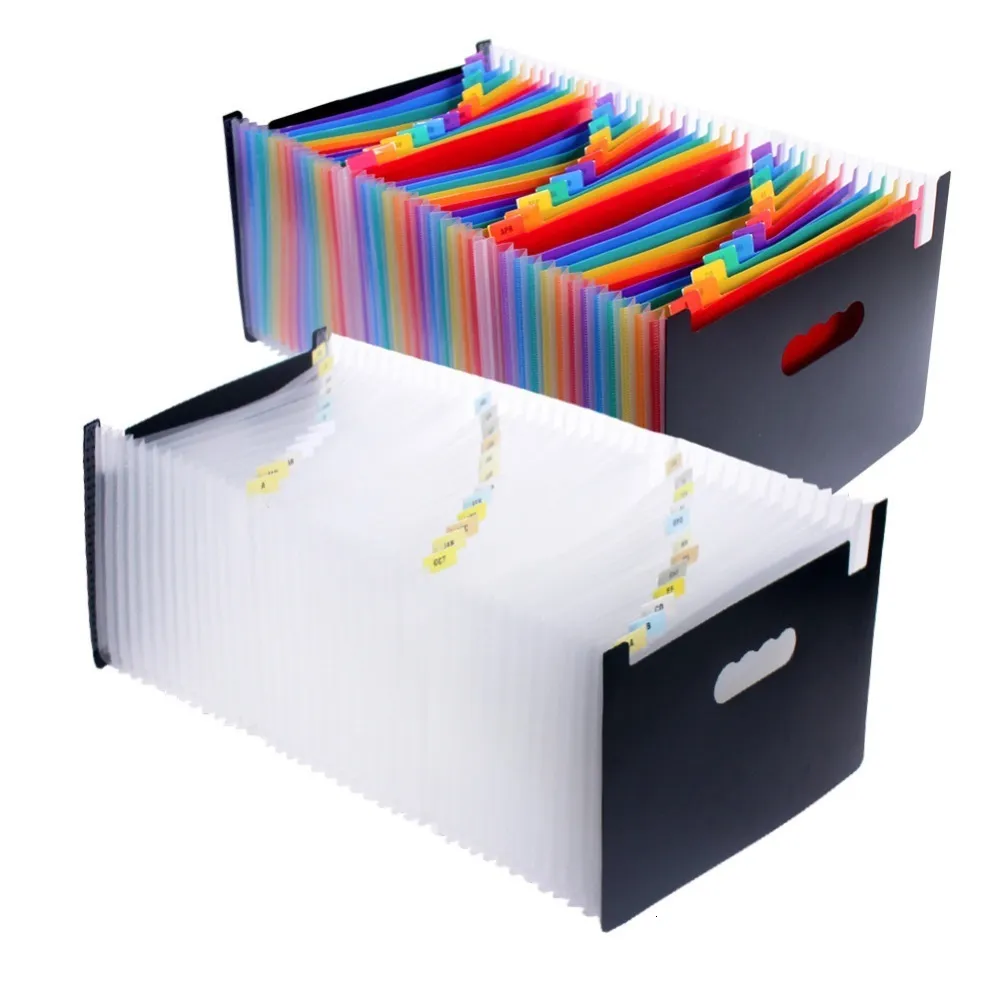 Filing Supplies 132437 Pockets Expanding File Folder A4 Large Plastic Expandable File Organizers Standing Accordions Folder Carpeta Archivador 230203