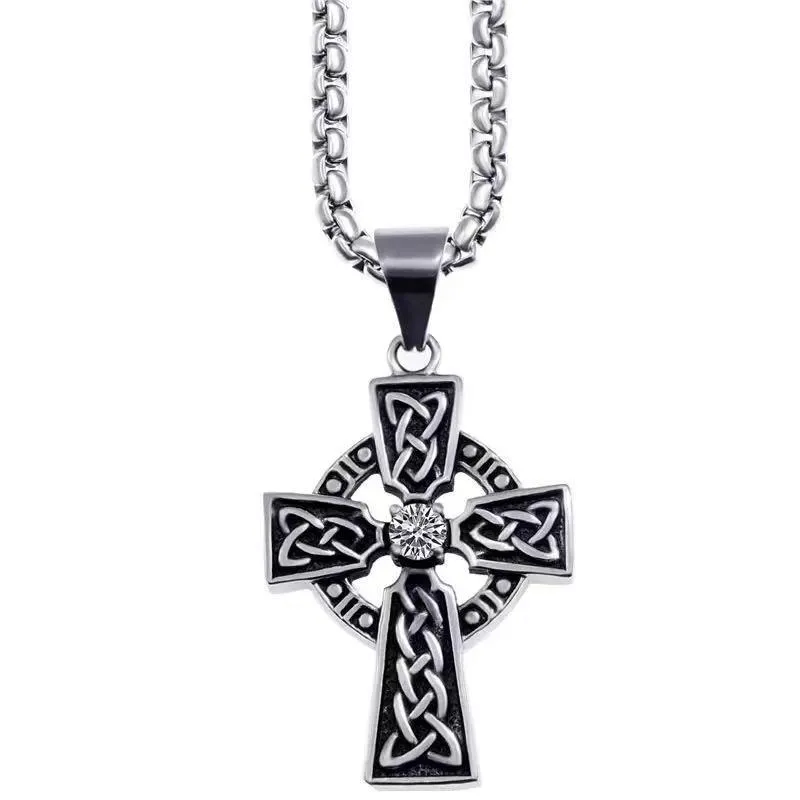 Pendentif Colliers Vintage Viking Noeud Celtique Motif Croix Collier Unisexe Tendance Hip Hop Rock Party BijouxPendentif ColliersPendentif