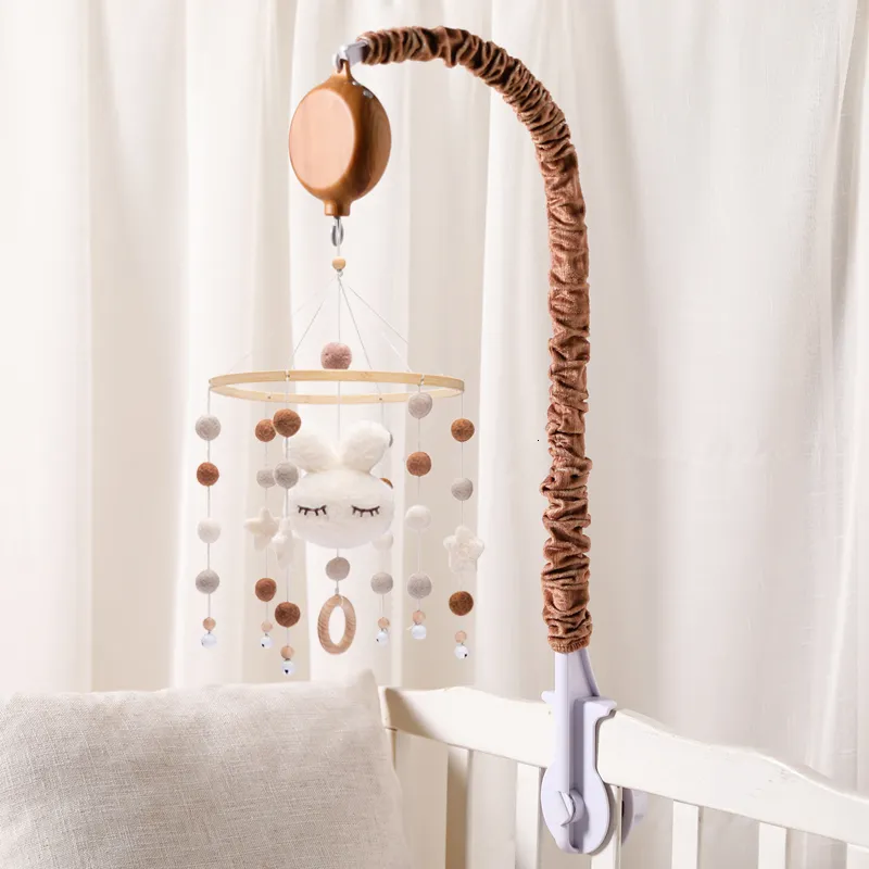 Rattles Mobiles 1set Baby Crib Mobile Bed Bell Holder With Music Box Rattle Toys Adjustable Cloth Holder DIY Decoration Bed Hanging Arm Bracket 230203
