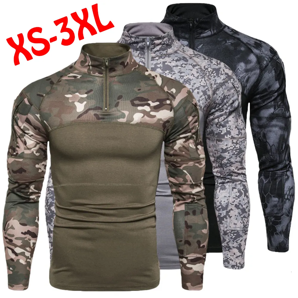 Men's T-Shirts Men's Outdoor Military Uniform Tactical T-shirt Long Sleeve Camouflage Tactical T-shirt Top 230203