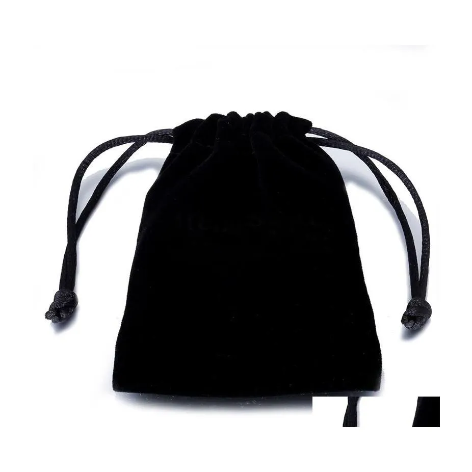 Sacchetti per gioielli Borse Moda Flanella Dstring Sacchetti Veet neri Mobile Power Dimensioni Mti Confezione Confezione regalo Drop Delivery Display Ot19C
