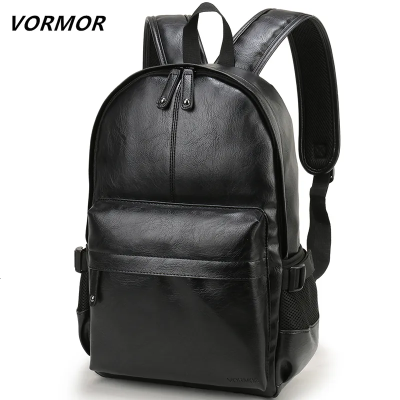 Backpack VORMOR Brand Men Leather School Bag Fashion Waterproof Travel Casual Book Male 230204