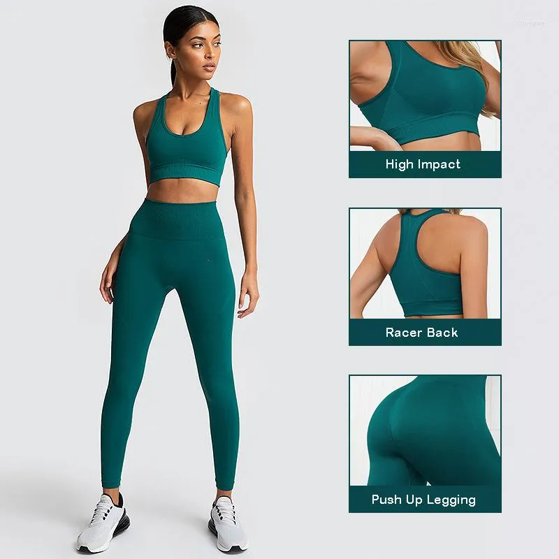 Aktiva uppsättningar Sportuppsättning för kvinnor Compression Sport Sports Tracksuit Gym Fitness Clothing Bra och Legging Yoga Outfit Sportkläder