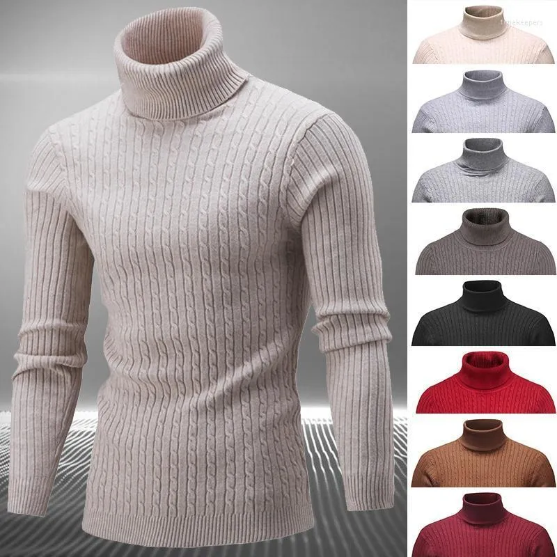 Men's Sweaters Men Pullover Top Winter Turtle Neck Long Sleeve Thick Warm Sweater Slim Twist Knitwear Elasticity ClothingMen's Time22