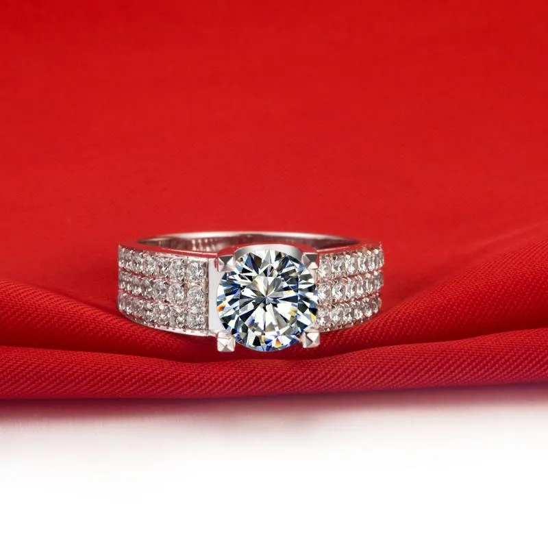 Cluster Rings Vintage Antique 1CT Brilliant Diamond Engagement Ring PT950 Super Star Love Style Women Wedding