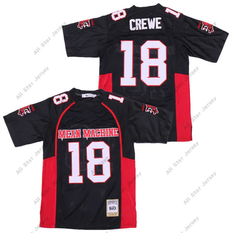 American College Football Wear Longest Yard Mean Machine 18 Paul Crewe Movie Football Jersey Uomo Team Home Nero Ricamo e cucito Top in puro cotone traspirante Qua