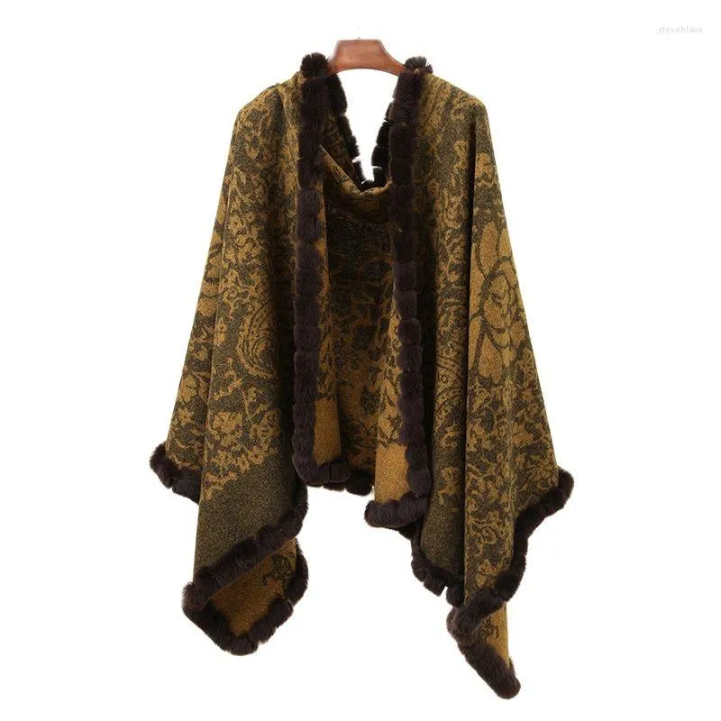 Scarves 2023 Cashmere Cape Four-Sided Hair Jacquard With Lotus Double-Sided Scarf Blanket Oversized High-End Women