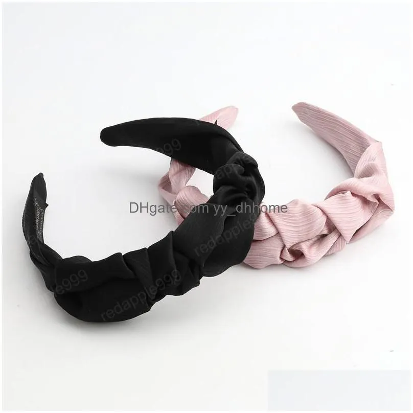 summer fashion women candy color pleated headband satin folded ladies elegant temperament headbands