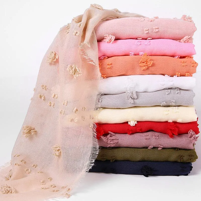Scarves Women Casual Voile Sheer Soft Long Scarf Solid Color Shawl Polyester Fabric Neckerchief Hijab Headscarf Female Foulard