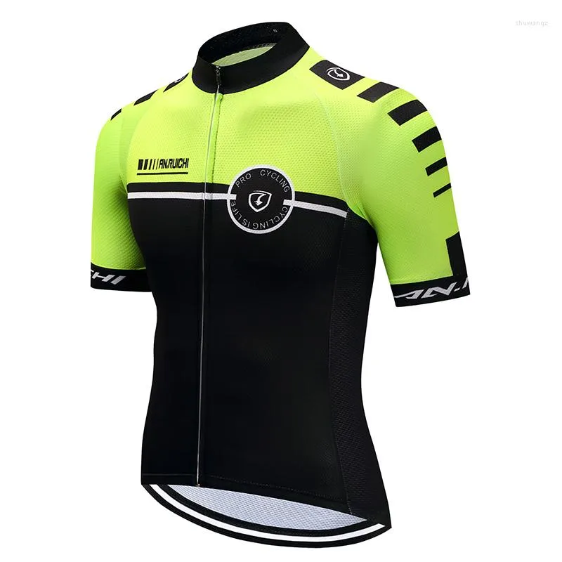 Racing Jackets Men Summer Cycling Jersey Bright Green Color Bike Riding Clothing Sport Short Sleeve Jerseys Customized/Wholesale Service