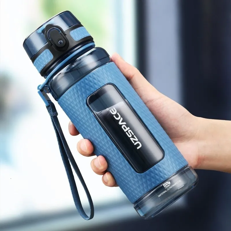 Water Bottles UZSPACE Sports Gym Leakproof Dropproof Portable Shaker Outdoor Travel Kettle Plastic Drink Bottle BPA Free 230204