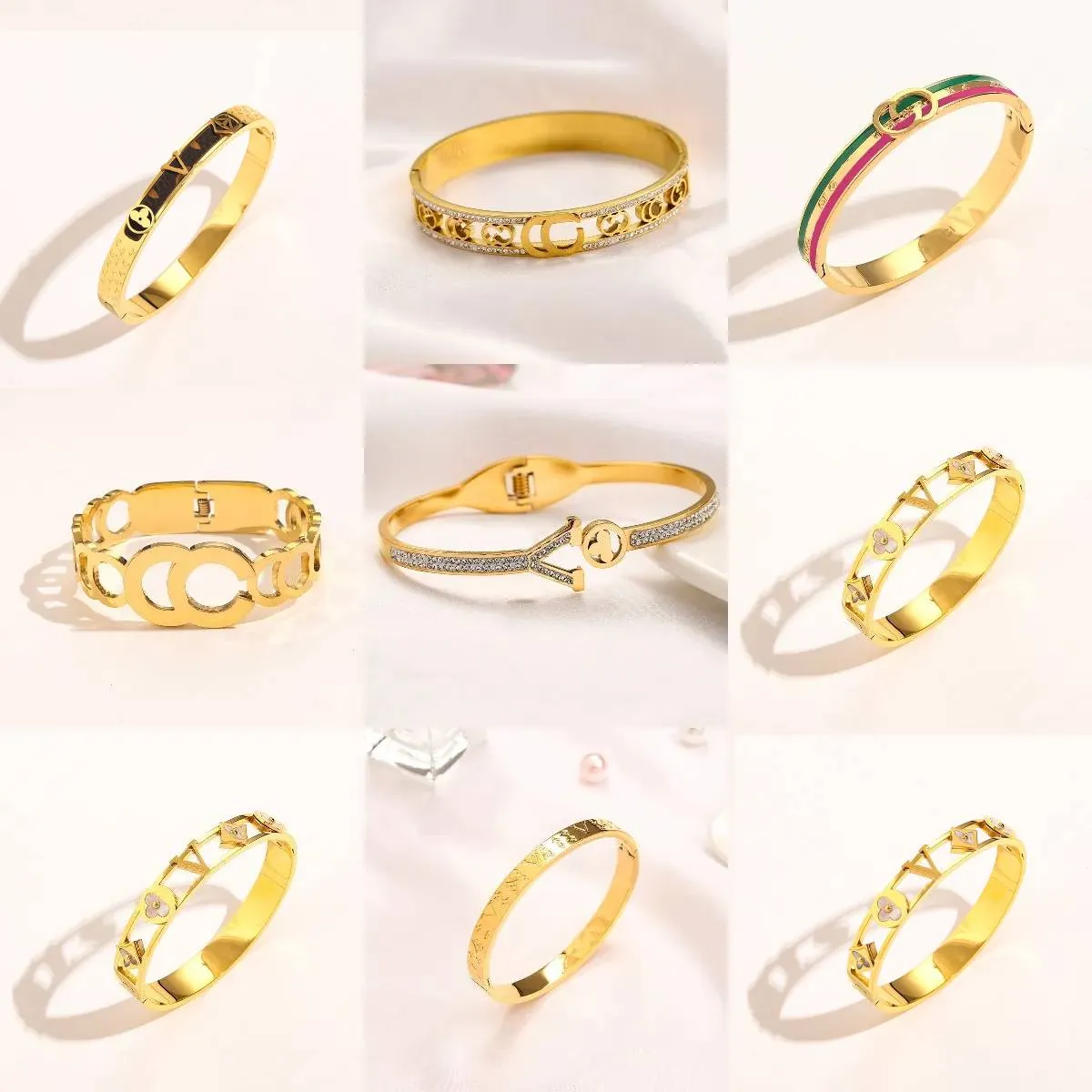 Дизайнерские ювелирные изделия, золотой браслет, дизайн букв для женщин, браслет с бриллиантами и жемчугом, модные украшения для вечеринок, свадебные аксессуары, подарки для влюбленных