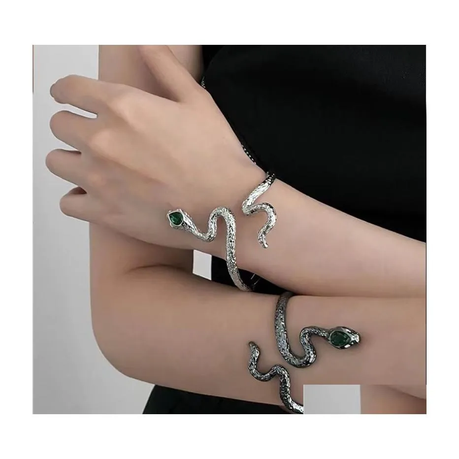 Bangle mode sieraden punk slang armbandarm ring voor vrouwen draai metalen slangen armbanden drop levering dhnkg