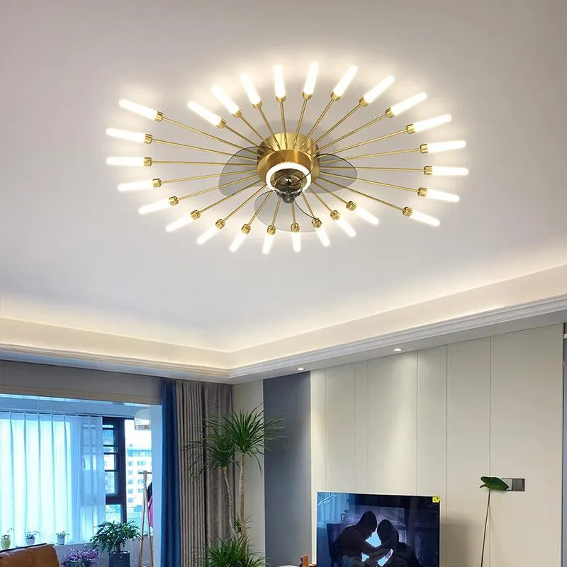 Takfläktar Simple Modern Light Luxury Living Room Fan Lamp Creative With Remote Control för Home Decorative Lights Fanceiling