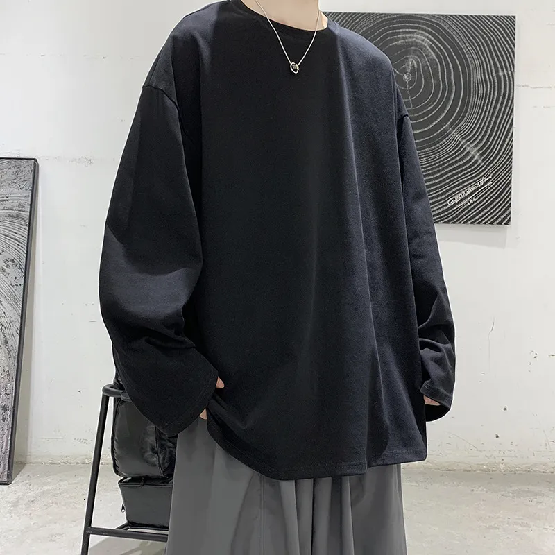 Magliette da uomo LAPPSTER Uomo Harajuku Magliette grafiche Maglietta da uomo a maniche lunghe oversize Uomo Moda coreana Cotone Taglie forti Maglietta bianca 230203