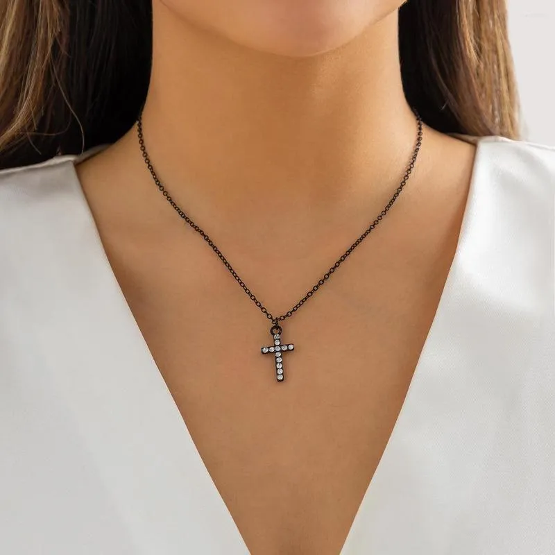 Choker Pendants Jewelry For Women Stainless Steel Cross Necklace Fashion 2023 Christmas Gift Initial Micro Water Inlaid Drill