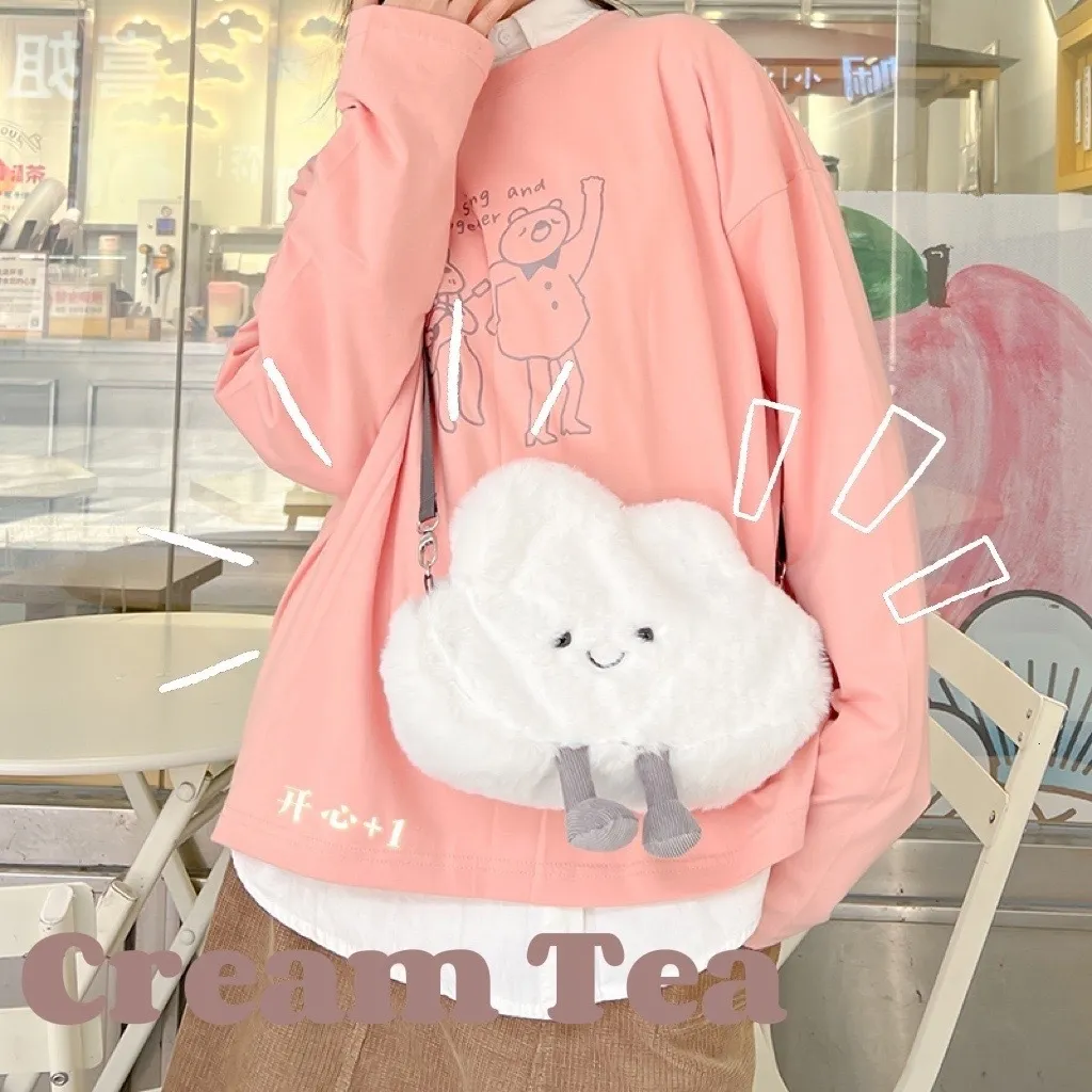 Taille Taschen Kawaii Wolken Plüsch Umhängetasche Frauen Weiche Gefüllte Schulter Mode Dame Casual Packs Lolita Handtasche Geschenk für Mädchen 230204