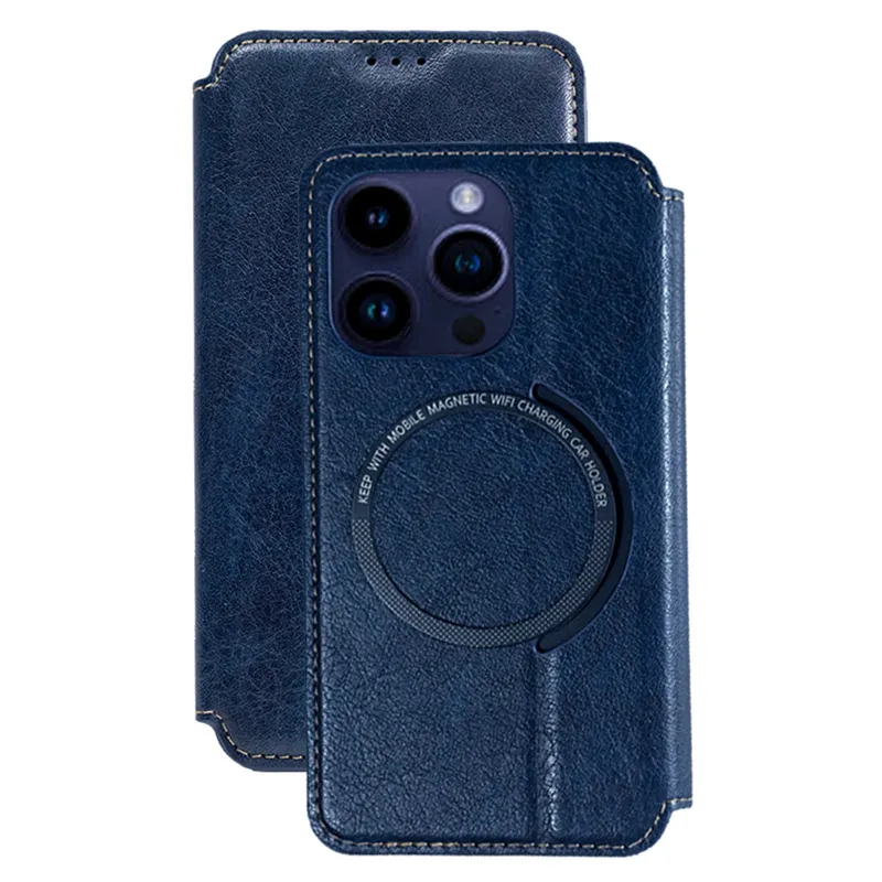 حالات الهاتف اللاسلكية اللاسلكية المغناطيسية من أجل iPhone 14 13 Pro Max Flip Wallet Wallet Case مع حاملي فتحات البطاقات B241