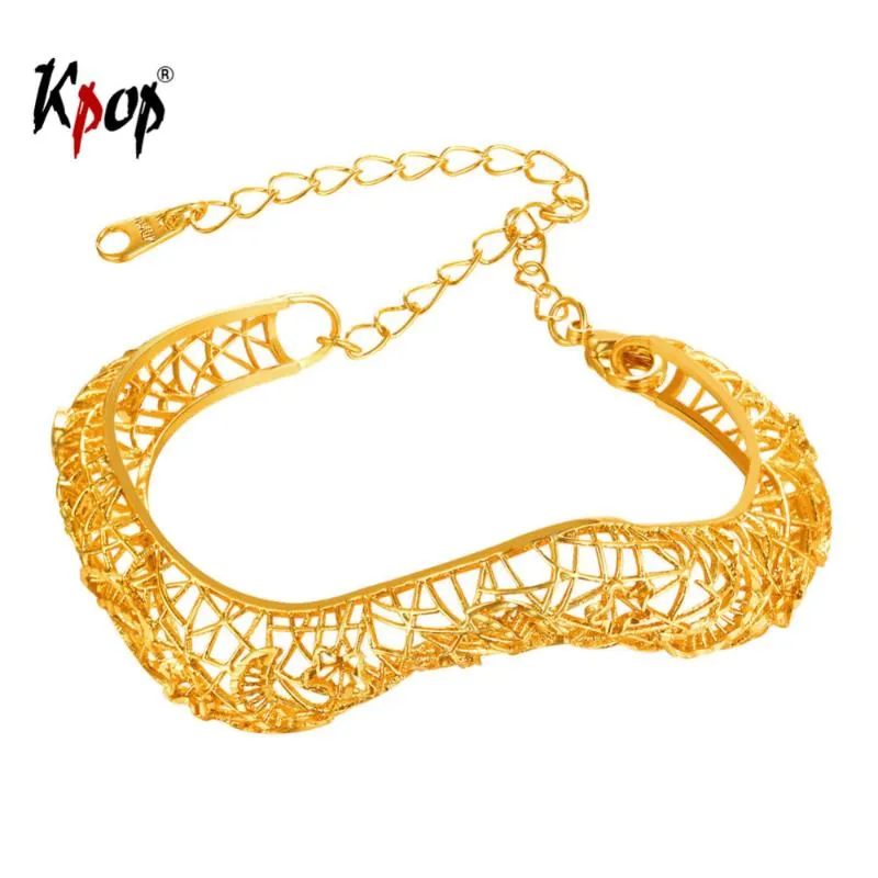 Link Bracelets Kpop Hollw Out 팔찌 뱅글 패션 보석 금/은색 커프 뱅글 선물 H366 체인