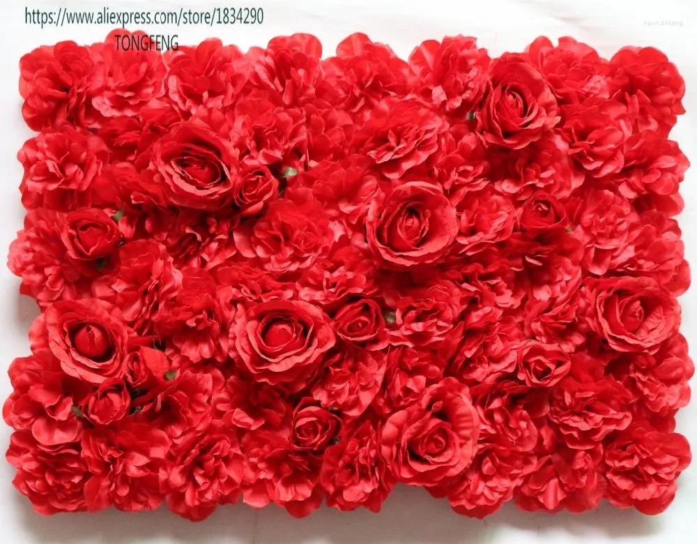 Fleurs décoratives 10 pcs/lot fleur artificielle mur soie pivoine et Rose fond de mariage décoration coureur rouge TONGFENG