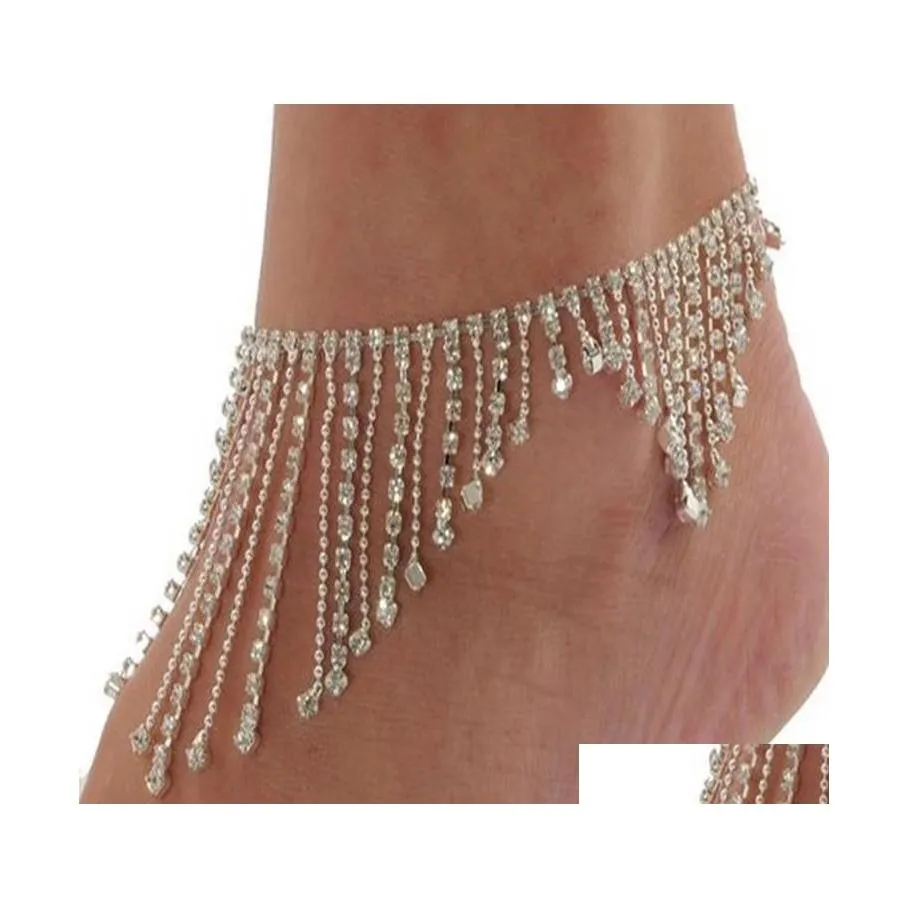 Anklets الزفاف ، جائزة ، مجوهرات ، مجوهرات الشاطئ الزفاف وايت كريستال أحجار الكريستال الفراشة للنساء الأزياء إسقاط التسليم OTKDX