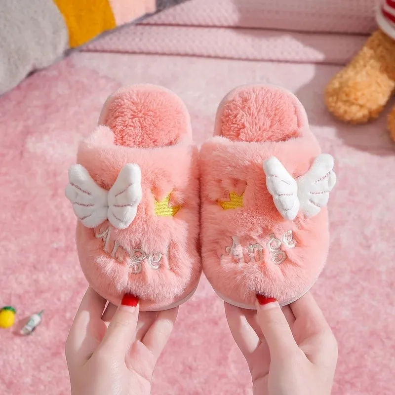 Slipper Slippers Children's Boys Girls Cotton Slippers Cute Cartoon Household Kids Shoes Plush Toddler Solid Color Casual Slippers First Walkers 230203