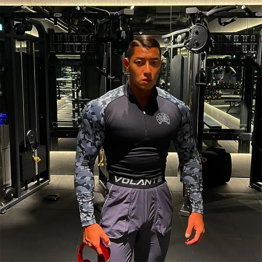 Men's T-Shirts Men Skinny Long sleeves t shirt Gym Fitness Bodybuilding Elasticity Compression Quick dry Shirts Male Workout Tees Tops Clothing 230204