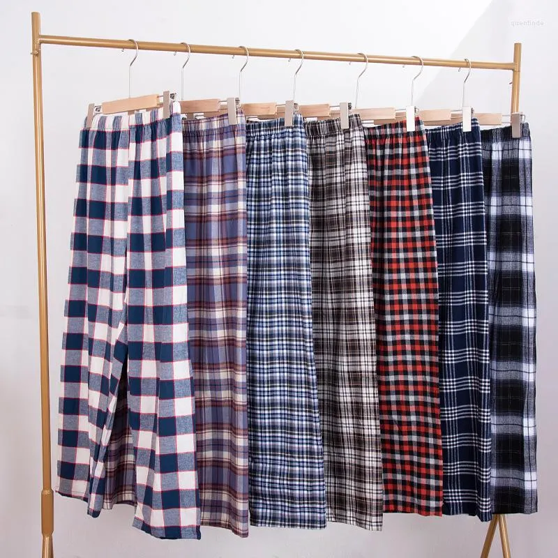Pantalons de pyjama pour hommes pour hommes pantalons en lin à carreaux pour hommes en coton