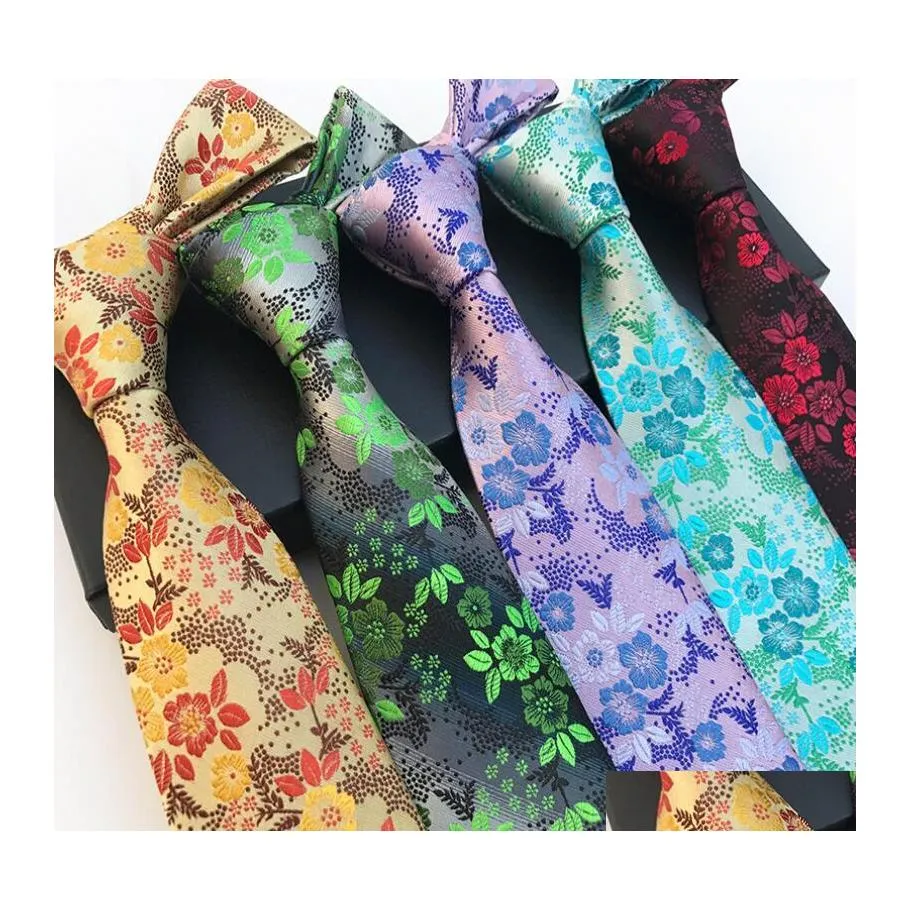 Cravatte Classico Moda Uomo Cravatta sottile Colorf Floreale Poliestere 8Cm Larghezza Cravatta Accessorio regalo per feste Drop Delivery Accessori Otwfi