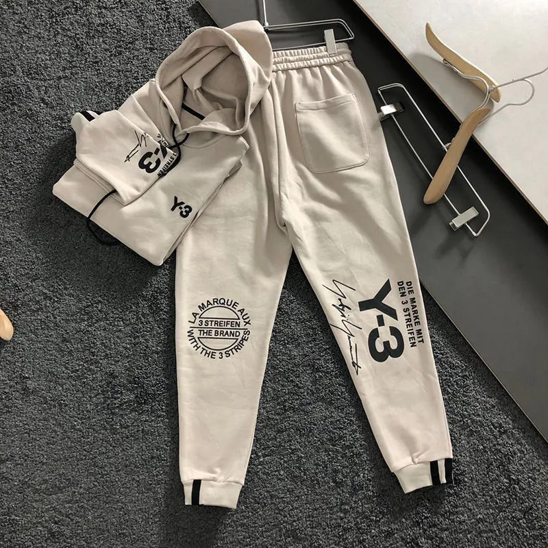 Herrmän Tracksuits Hoodies 2 Piece Set Y3 Sports Suit Autumn and Winter Casual tröja Långärmbyxor