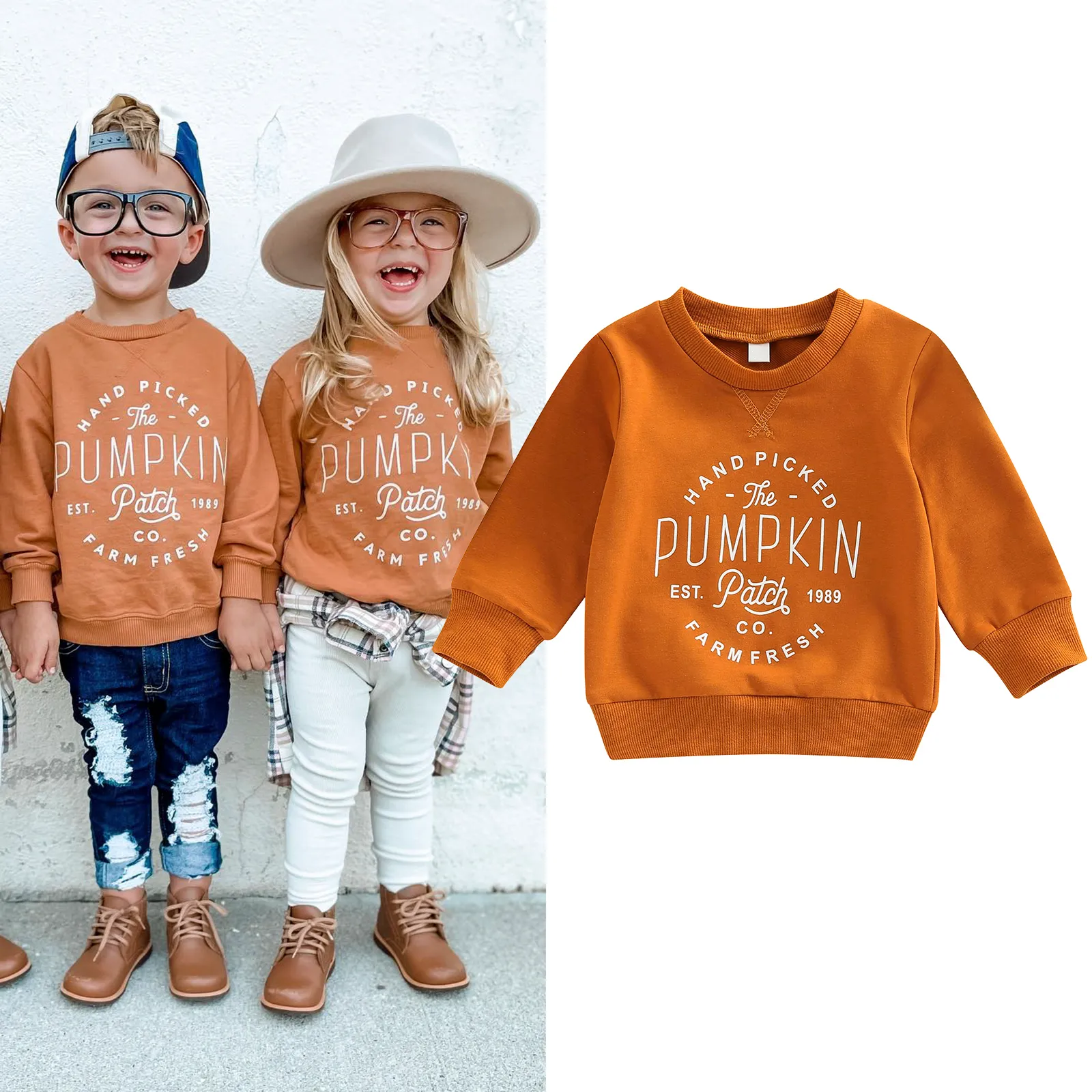 T-shirts FOCUSNORM 0-6Y Halloween Kids Girls Boys Sweatshirt T Shirts Pumpkin Letter Printing Long Sleeve Pullover Outwear 230203