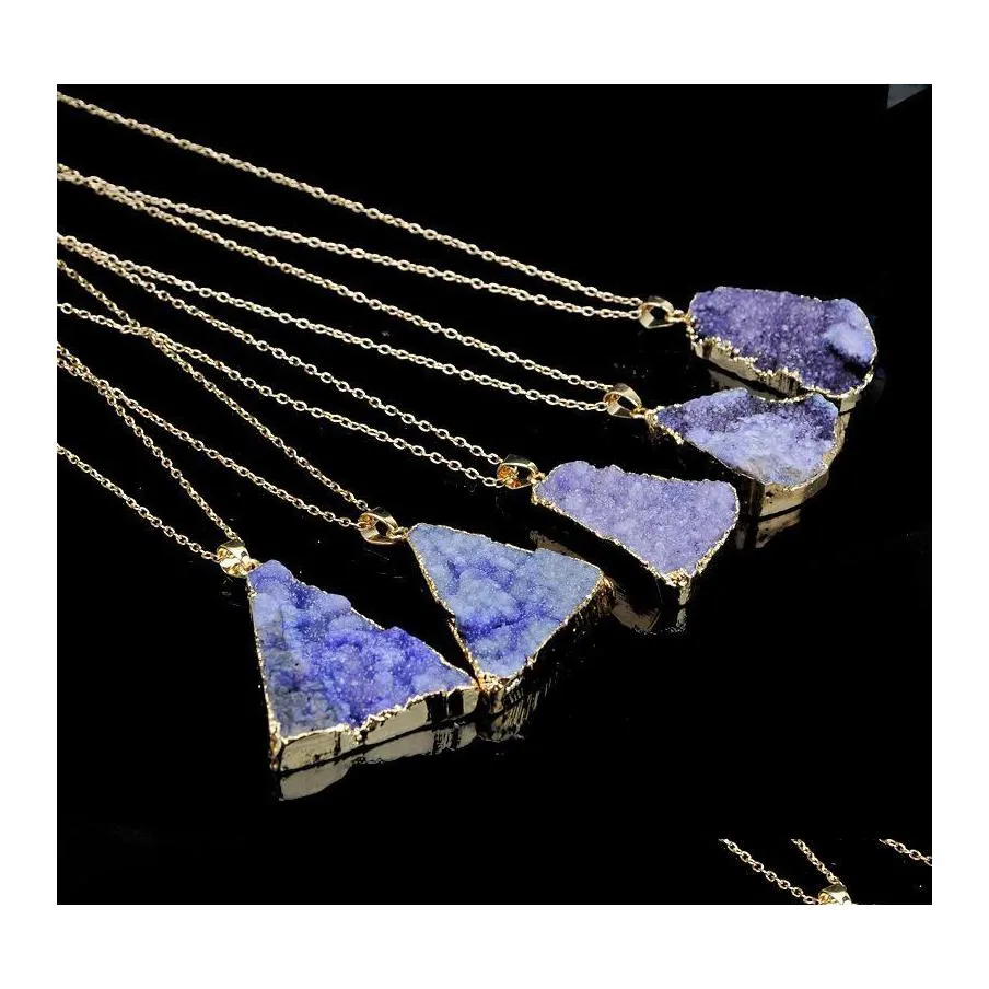 Ожерелья с подвесками из натурального кристалла кварца, ожерелье с точкой исцеления, оригинальные ювелирные изделия из камня, цепочки Vipjewel, подвески с доставкой, Dh5Cb