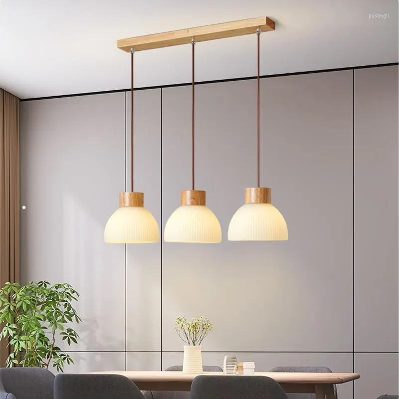 Pendelleuchten Log Tisch Bar Lampe Nordic Drei-Kopf Esszimmer Kronleuchter Single-Kopf Schlafzimmer Nachttisch