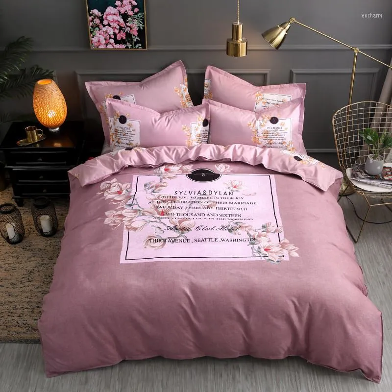 Bedding Sets SHANHAO Large Flower Thickened Wool 4-piece Set Skin Cotton