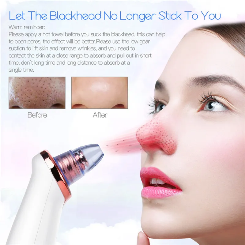 Blackhead Remover Pore Vacuum, Face Suction Pore Cleaner, 5 Suction Power Electric Blackhead Extractor Tool, 4 Probes, Blackhead Suction Remover for