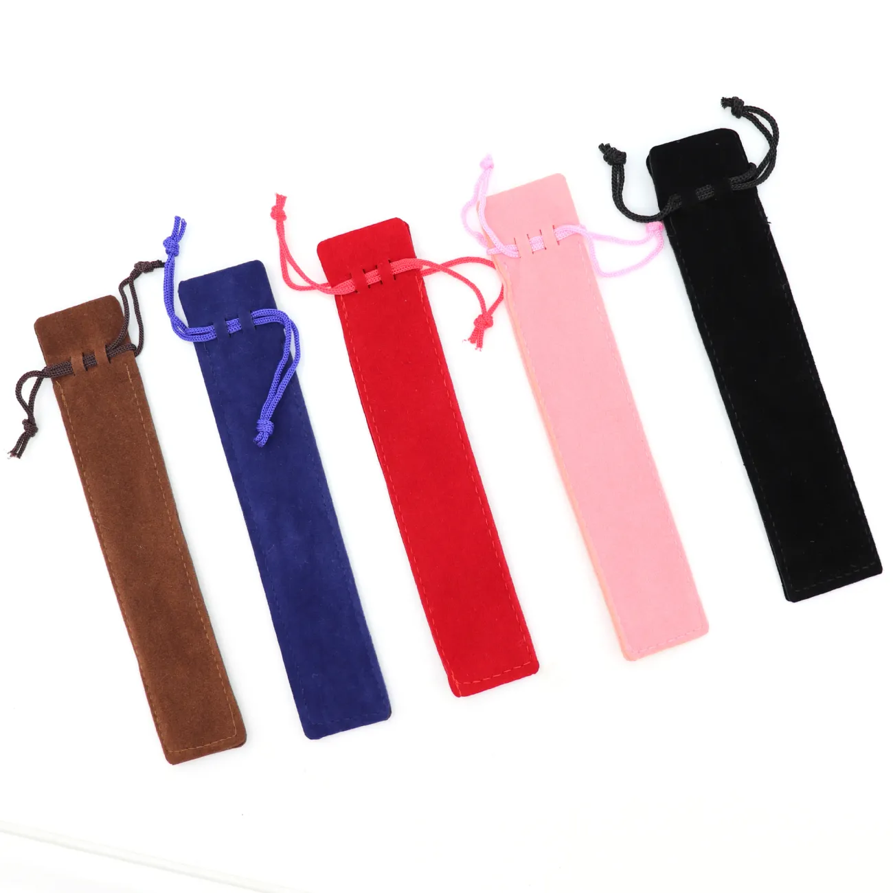 Velvet Drawstring Pen Bag Pouch With Rope Small Cloth Pencil Sleeve Case For One Pen Storage