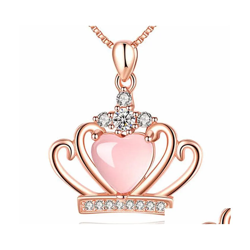 Collane con ciondolo Oceano Cuore Amore Collana Girocollo con ciondoli per donne Ragazze San Valentino Regalo di compleanno Cristalli corona Yzedibleshop Dr Dhkwu