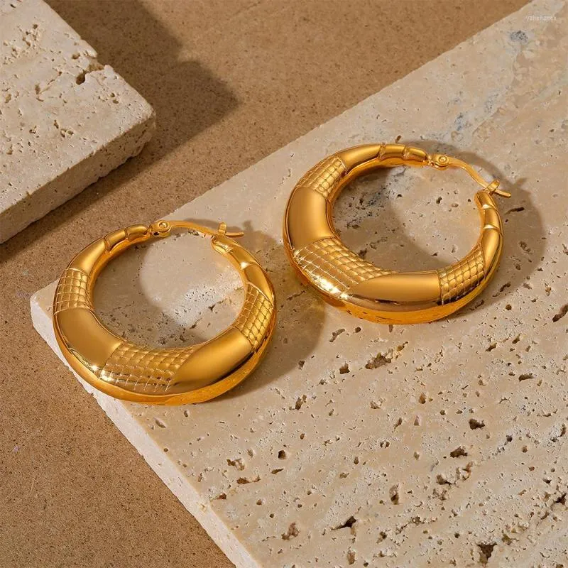 Hoop kolczyki boako prosty metalowy zakręt dla kobiet modny 316 stal nierdzewna geometryczna moda 18 K rocznica biżuterii