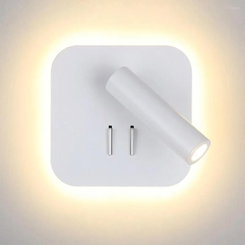 Lampes murales lampe à LED nordique avec interrupteur Spotligh 6W rétro-éclairage applique à Rotation libre lumière intérieure pour la maison chambre chevet