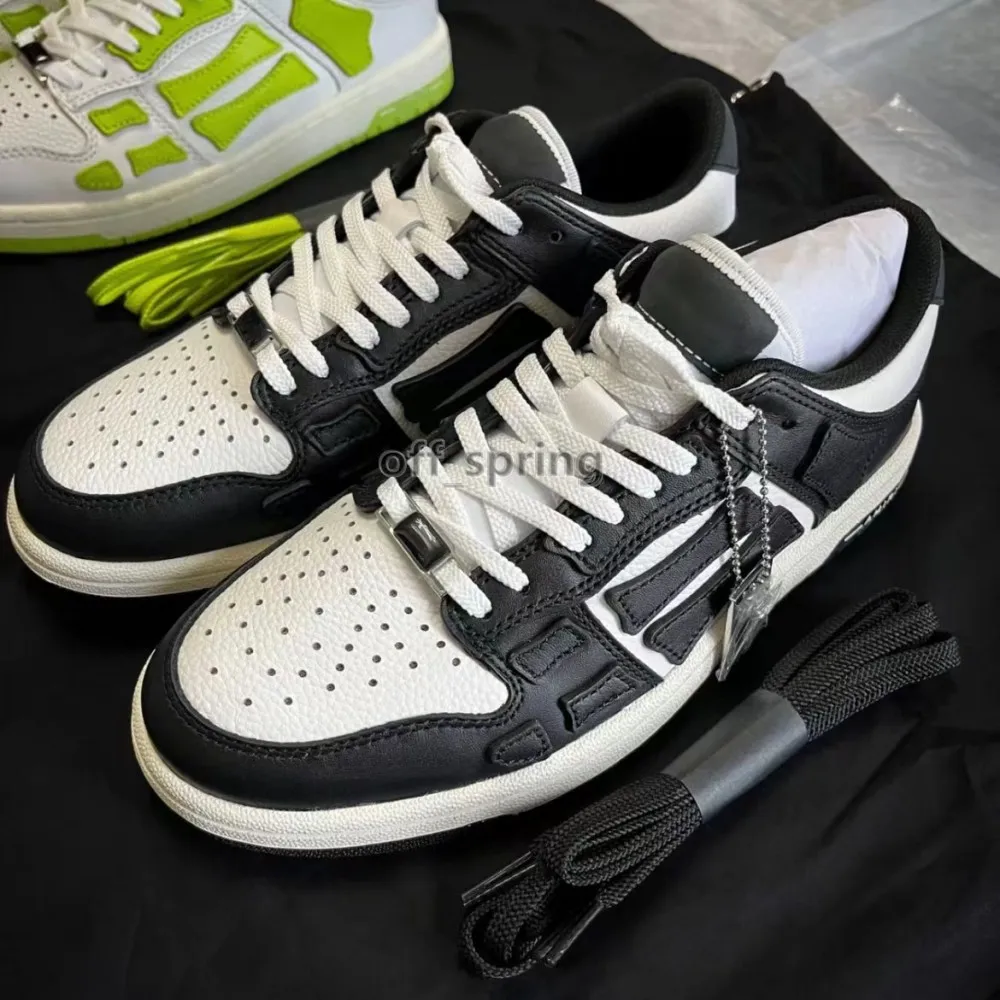 Casual Shoes Designer Skelettknochen L￤ufer Top Top Low Skeleton Schuhe Skelette Frauen M￤nner Sport Retro Sneaker Schwarz wei￟e Leder Schn￼rung Trainer