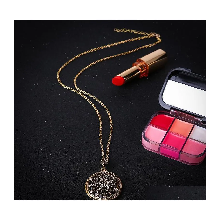 Pendant Necklaces Locket Necklace Vintage Gem Time Women Collar Collier Magnifying Glass Cabochon Vipjewel Drop Delivery Jewelry Pend Dhdx5