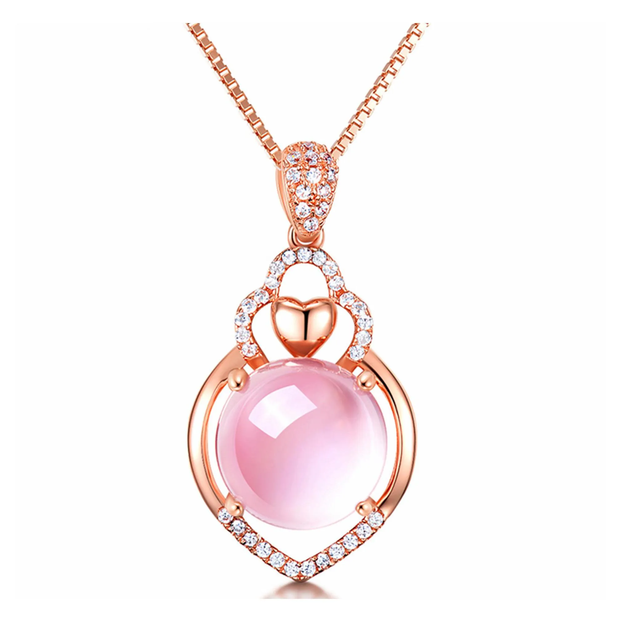 Pendant Necklaces Pink Opal Chokers Ross Quartz Necklace For Wedding Women Sweet Jewelry Girls Gift Rose Gold Luckyhat Drop Delivery Dhxcl