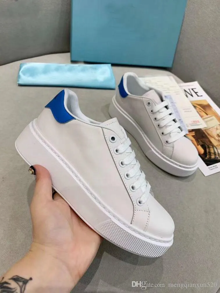 Casual Shoes Lace-Up Sneaker Woman Shoe Flat Sneakers Platform Men Gym Women Travel Leather 100% Cowhide Fashion Letters Thick Bottom Large Size 35-41-42 Us4-Us11